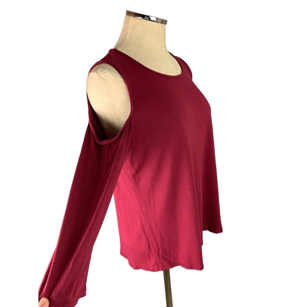 Small‎ Halogen Women's Cold Shoulder Top Pullover Raspberry Color - Picture 4 of 6